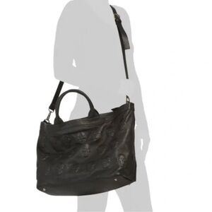 IO Pelle Italia ART Moousse 550 Nero Leather Skull Crossbody Handbag Purse Black